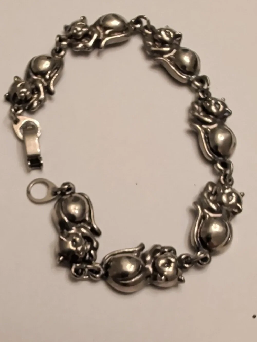 Silver Cat Link Bracelet - Women's Jewelry